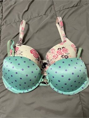 2 pc Victoria's Secret Sexy Little Things Vintage & Lined Demi Bra 36C Floral